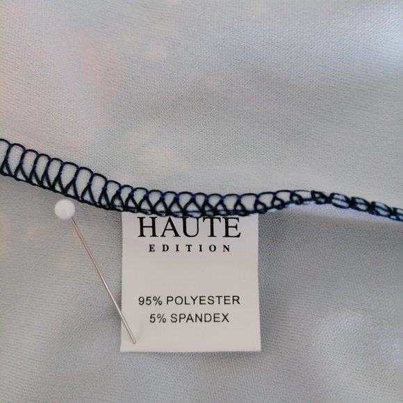 Haute Edition Womens Navy Blue Bell Sleeve Round Neck Floral Shift Dress Size 1X - Picture 9 of 10